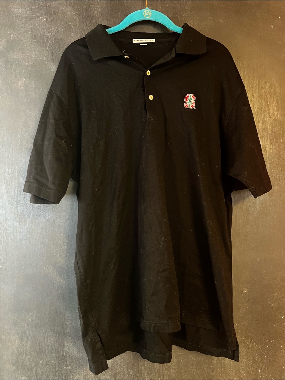 Peter Millar Black Polo with Embroidered Crest